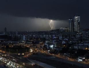 Lightning strikes illuminate Istanbul throughout night