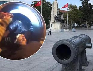 Man stuck in historic cannon rescued by firefighters