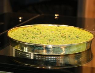 Baklava on golden tray up for sale