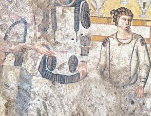 Mosaic depicts open-air banquet