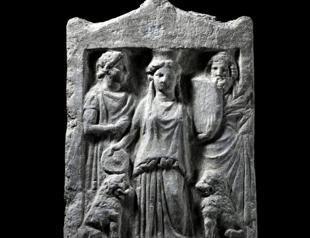 Mother Goddess stele on display in İzmir