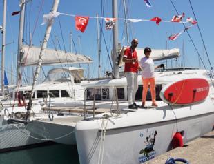 Turkish couple sets sail for world tour with catamaran