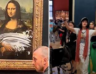 Mona Lisa covered in cake in Louvre stunt