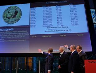 Nobel sold for Ukrainian kids shatters record