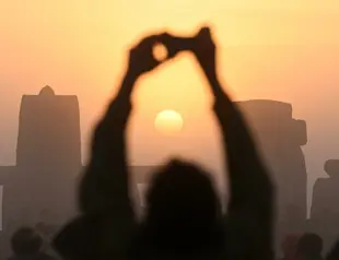 Misty sunrise for the summer solstice at Stonehenge