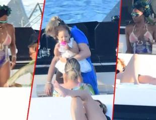 Top model Campbell holidaying in Bodrum with daughter, friends