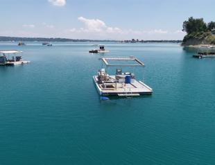Shanties on pontoons on Seyhan Lake Dam rented for $40 daily