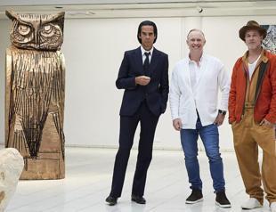 Brad Pitt unveils his sculptures at a first art show