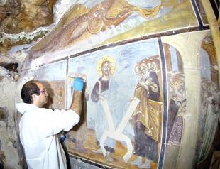 Names on frescoes of Sümela Monastery erased