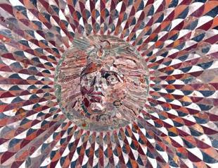 Medusa mosaic protected from winter conditions