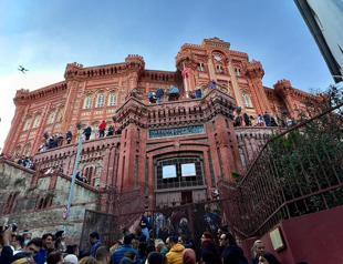 People queue to visit Fener Greek School