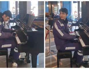 Courier grabs attention with his piano performance