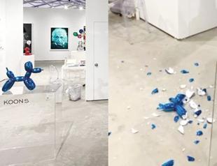 US art fair visitor smashes Koons sculpture