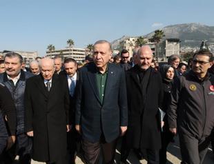 Erdoğan, Bahçeli visit quake zone