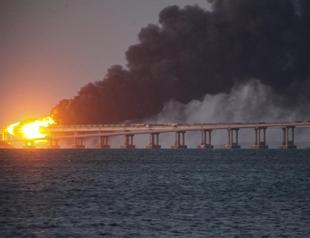 Fuel depot on fire in Russian village near Crimea bridge