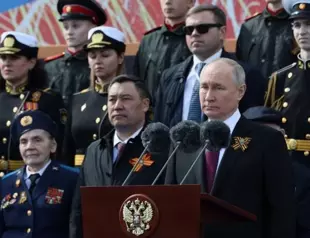Putin, at Red Square military parade, calls for victory in Ukraine