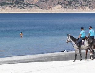 Mounted gendarmerie on duty around Salda Lake