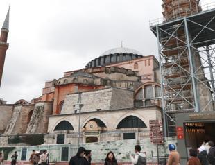 Restoration underway for minaret at Hagia Sophia