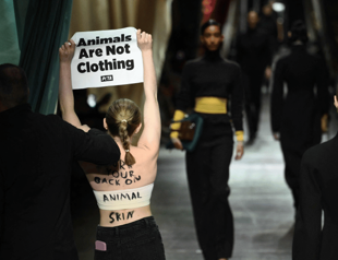 Anti-fur activists protest fashion week