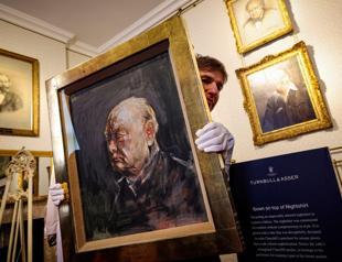 Rare Churchill painting goes on display ahead of auction