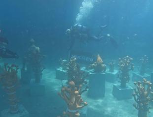 Sculptures on display underwater Bodrum