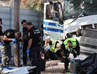 Dozens injured as truck rams into bus stop in suspected attack