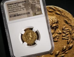 Rare Roman coin featuring Brutus sold at auction