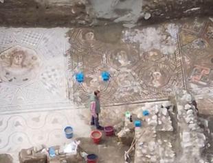 Roman mosaic unearthed in İznik under tight security