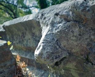 Lion-headed gargoyle destroyed at ancient city