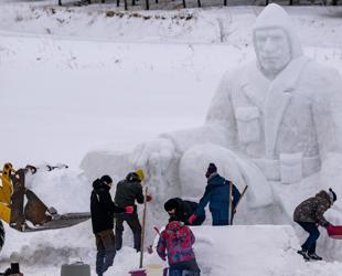 Snow sculpture completed in Kars ahead of Sarıkamış Campaign anniversary