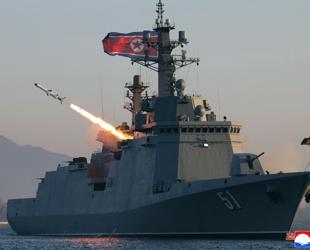 North Koreas Kim oversees navy cruise missile test