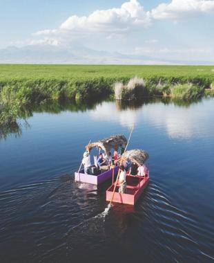 Scenic boat tours on swollen waterways