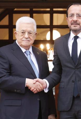 Palestinian president pays rare visit to Greek Cyprus