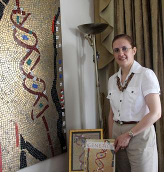 Couple fuses molecules and traditional art motif