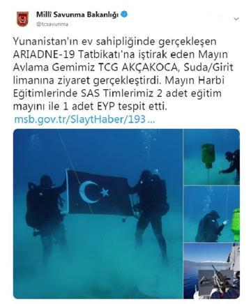 NATO deletes photo of Turkish divers unfurling flag in Greek waters
