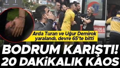Bodrumspor - Eyüpspor maçında olaylar çıktı Arda Turana yabancı cisim atıldı, Uğur Demirok ambulansla hastaneye kaldırıldı