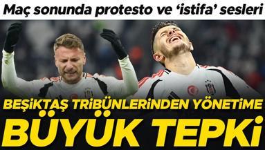 Tarihi yenilgi sonrası Beşiktaş tribünlerinden tepki Islık, istifa sesleri ve maç sonu...