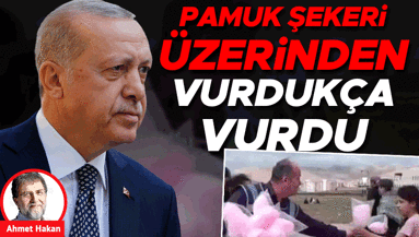 Pamuk şekeri üzerinden vurdukça vurdu