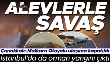 Orman yangınlarıyla mücadele | Çanakkale-Malkara Otoyolu ulaşıma kapatıldı