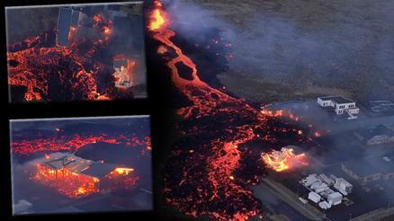 Yanardağdan fışkıran lavlar evleri yuttu İzlandada durum çok kasvetli: Ne kadar süreceği bilinmiyor