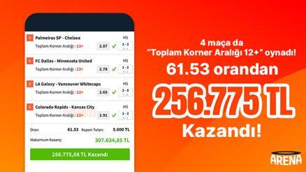 4 maça da “Toplam Korner Aralığı 12+” oynadı… Misli’de 256.775 TL kazandı