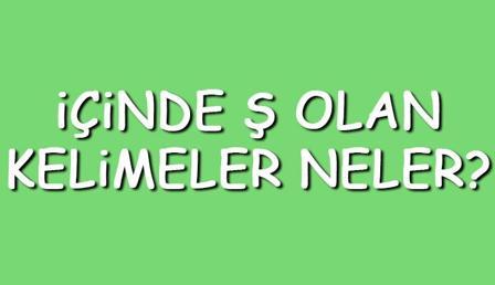 İçinde Ş olan kelimeler neler? İçerisinde Ş harfi geçen kelimeler listesi (3,4,5,6,7 ve 8 harfli)