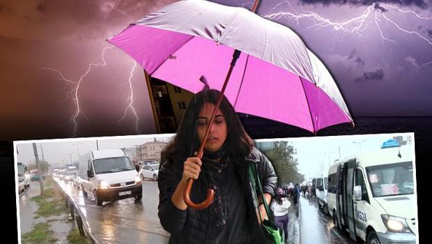 İstanbul'da şiddetli yağmur! Trafik kilit