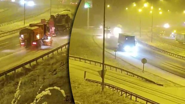 Anadolu Otoyolu'nda yoğun kar yağışı etkili oluyor