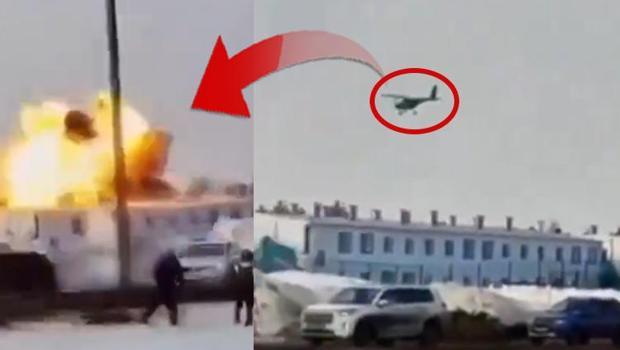 Rusya'nın drone ürettiği tesislere kamikaze saldırısı! Görüntüler sosyal medyaya düştü...