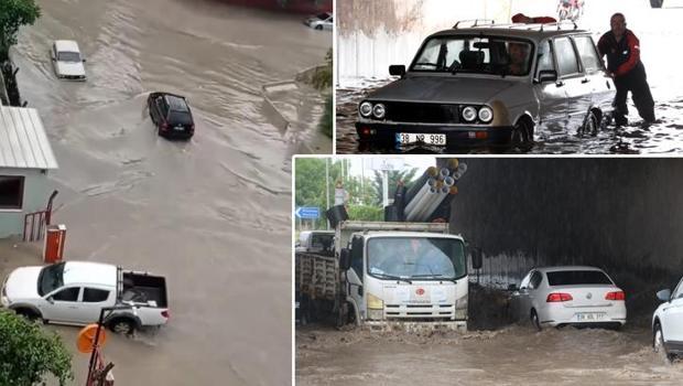 Meteoroloji'den kuvvetli yağış uyarısı... Yollar göle döndü, araçlar mahsur kaldı