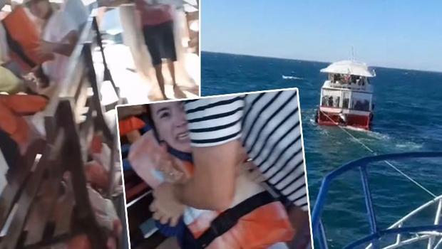 Amasra'da gezi teknesinde panik anları! O anlar kamerada