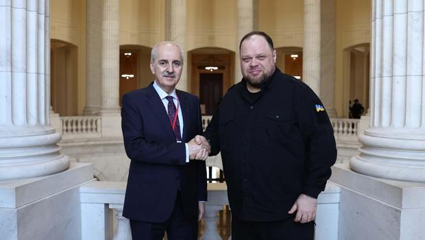TBMM Başkanı Kurtulmuş, Ukrayna Meclis Başkanı Stefanchuk ile görüştü