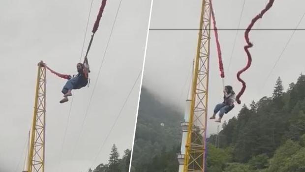 Trabzon'da korku dolu anlar! ‘İnsan sapanı’ halatı kopunca havada asılı kaldı