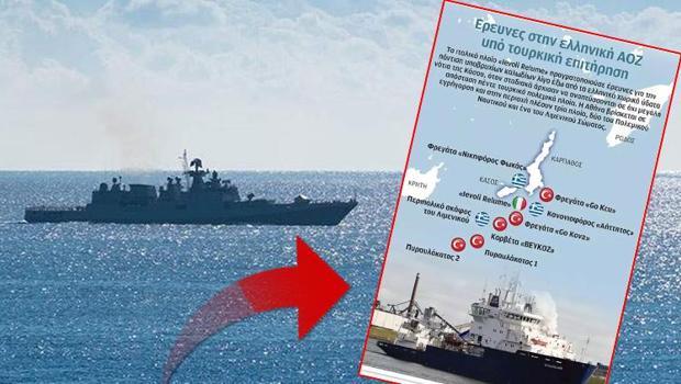 Yunan medyasında birinci manşet: Beş Türk savaş gemisi bölgede!